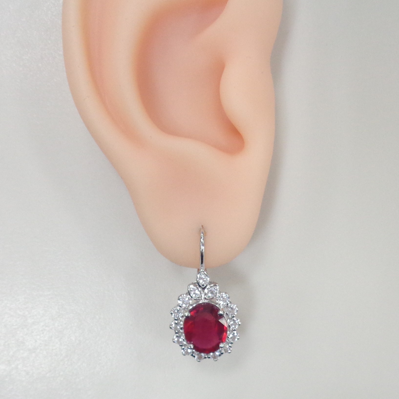 Серебряные серьги с рубинами